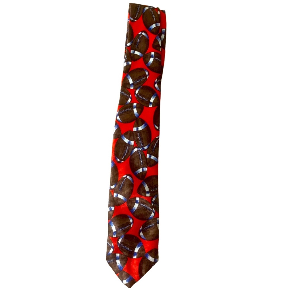 TALBOTS KIDS Vintage Red Football Print Tie - Youth One Size